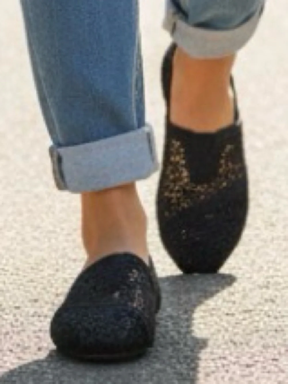 TOMS Women's Alpargata Black Moroccan Crochet Slip-On Flat Size 7.5 Coastal Cozy